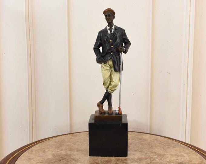 Bronze Golfer Trophy Figurine: Luxury Home Decor, Collector Item