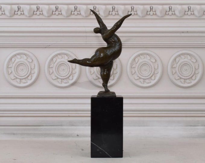 Fat Ballerina Bronze Statue on Marble Base - Dancer Act Sculpture  - Modern Dance Trophy - Dancing Woman - Home Decor - Gift Idea