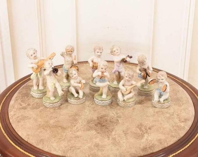 Vintage Porcelain Angel Band Set – Playing Angel Figurines – Set of 10