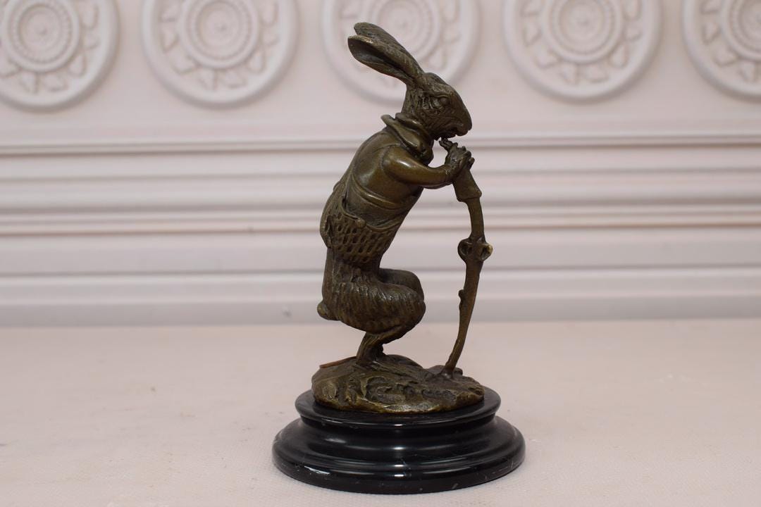 Art Deco Rabbit Sculpture on Marble Base - Vintage Statue Hare - Animal ...