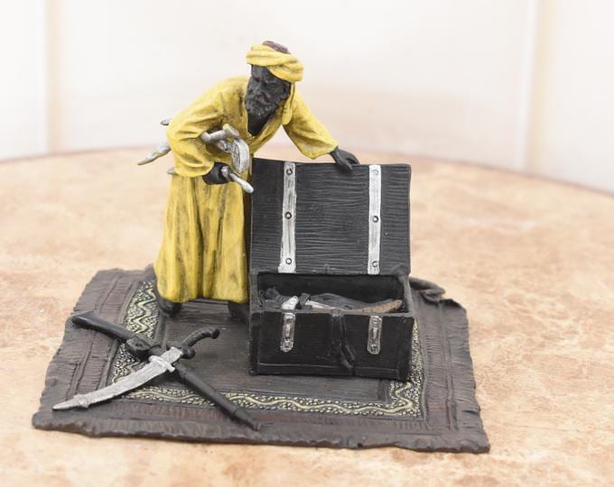 Vienna Bronze Arab Figurine – Hand-Painted Oriental Statue, Vintage Home Decor