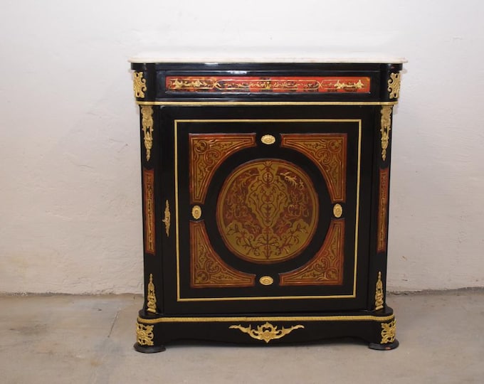 Commode French Boulle Style - Bent Wood - Chest of Drawers - Wooden and Bronze Ornaments - Home Decor - Unique Furniture - Gift Idea