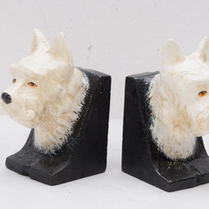 Pair Dogs Bookends Schnauzer Sculptures Cast Iron - Schnauzer Statue