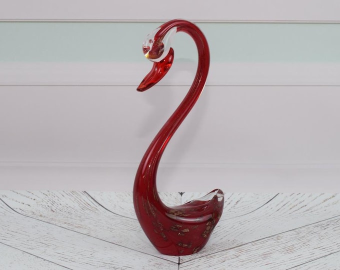 Large Amazing Red Swan Murano Statue - Murano Style Sculpture - Amazing Figurine from Venetian - Italy Product - Home Decor