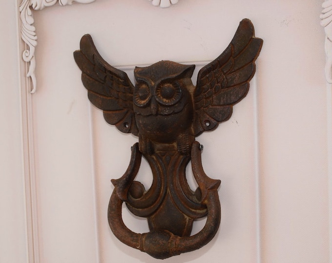 Large Rustical Cast Iron Door Knocker OWL - Art Nouveau Style Gift Vintag  Style - Garden Decoration