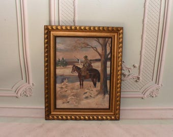 Antique Polish Oil Painting – Soldiers on Horseback, 1930s Canvas Art Kossak