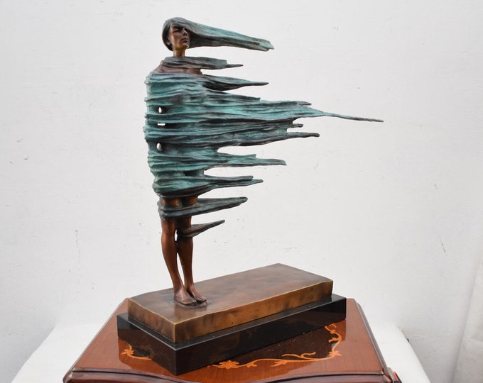 Amazing Large Surreal Bronze Art Work - Salvador Dali Style - Modernist Bronze Sculpture Woman - Abstract Figurine - Home Decor Gift Idea