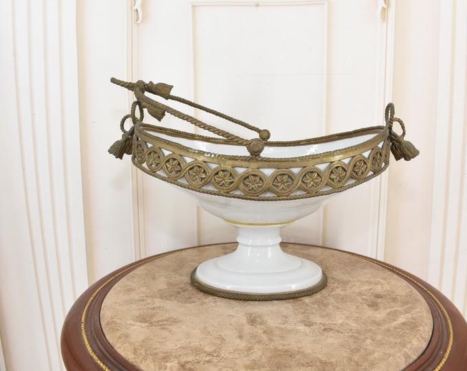 Art Nouveau Porcelain Plateau with Bronze Mounts – French Vintage Centerpiece