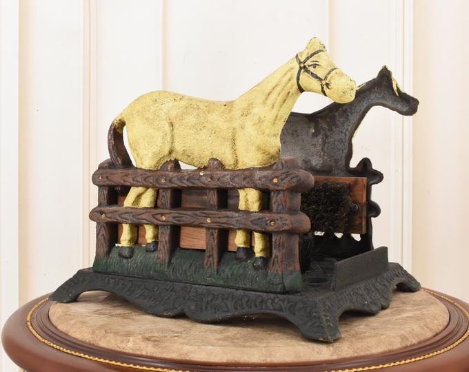 Rustic Cast Iron Horse Door Mat - Vintage Equestrian Welcome