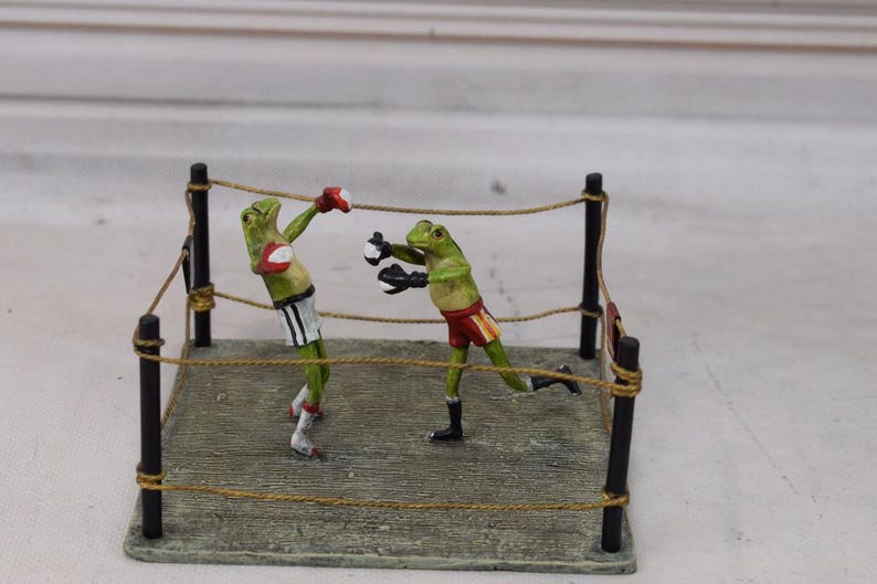 Boxing Frog Bronze Boxing Frogs Statue – Whimsical Lucky Foundry Mark Sculpture ...