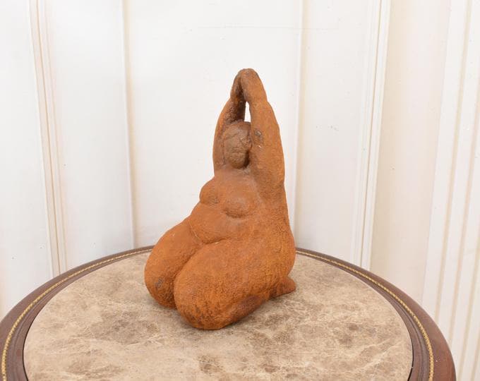 Rustic Cast Iron Woman Statue: Rubensian Sculpture, Home Garden Decor