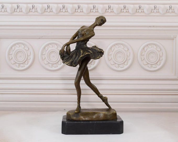 Young Ballerina Bronze Statue on Marble Base - Dancer in Dress Sculpture  - Dancer Trophy - Dancing Woman - Home Decor - Gift Idea