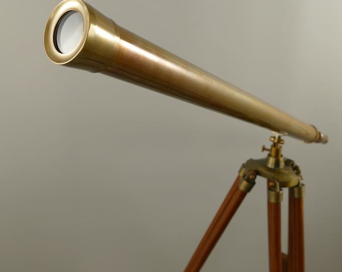 Stand Telescope Brass with Wooden Vintage Style    Gift Idea