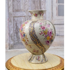 Wunderbar bemalter Blumentopf aus Porzellan - Blumenornamente - Vase Jugendstil - Florales Design - Wohndeko - Geschenk zur Hochzeit
