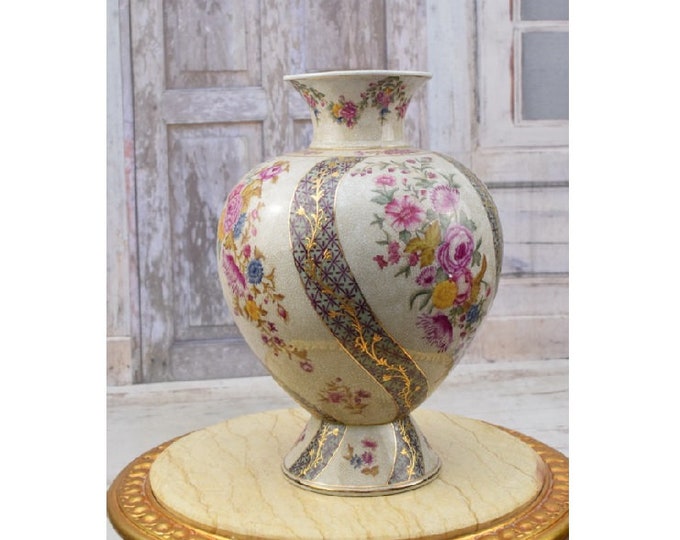 Wonderful Painted Flower Pot - Gilded Porcelain - Flowers Ornaments - Vase Art Nouveau - Floral Design - Home Decor - Gift for Wedding