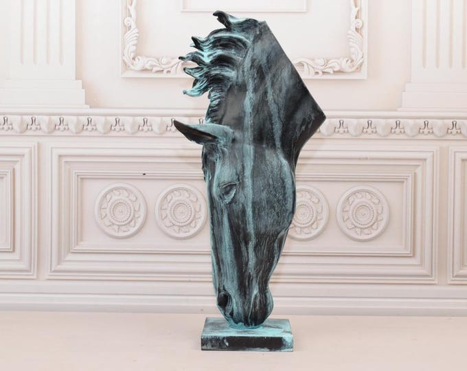 Amazing Head Horse Bronze Statue - Elegant Head Horse - Horsefarm Statue - Sculpture Horse - Art Deco - Home Office Decor - Gift Idea