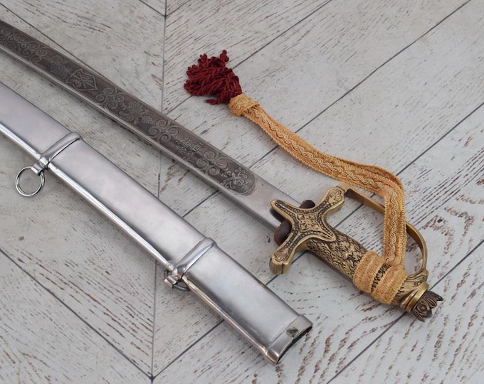 Polish Officer Saber with Scabbard 1920 – Sikorski Saber – Eagle Head – Unique Military Gift Idea from Poland - Bog Honor Ojczyzna