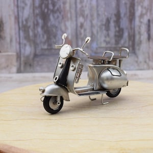 Grey Scooter - Motorbike Motorcycle Old Classic - Metal Model Toy Motor - Gift Idea Old School - Collector Item - Home Decor