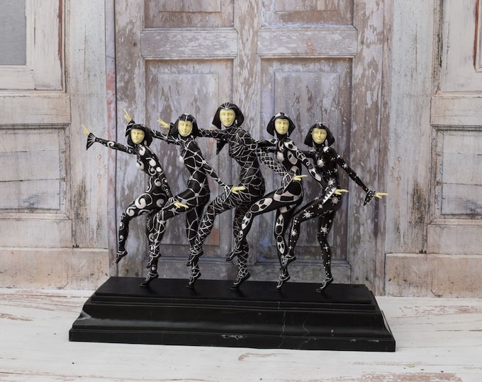 The Girls  Five Dancers Bronze Statue - Demétre Chiparus Les Girls Sculpture - Dancing Woman Statue - Luxury Bronze - Home Decor - Gift Idea