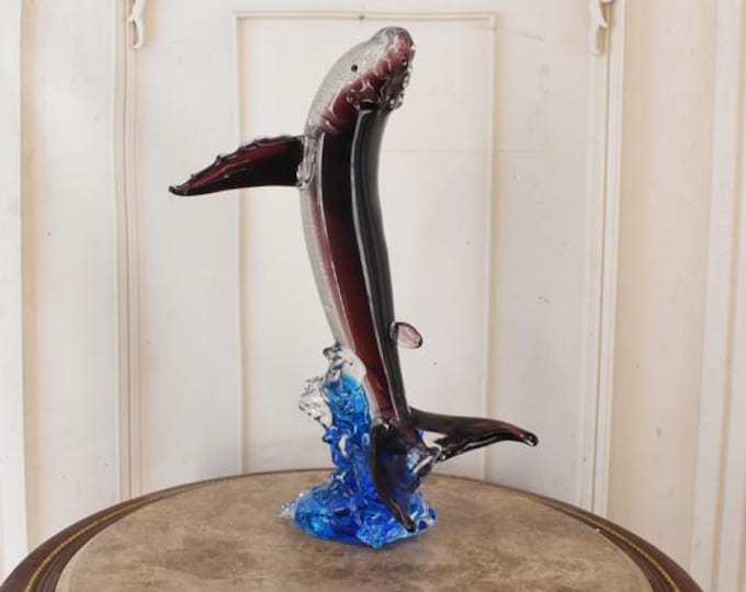 Vintage Murano Style Art Glass Whale Figurine – Venetian Home Decor