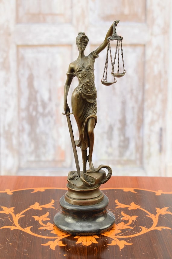 ブロンズ製】正義の女神 テミス 像(彫刻家A・メイヤーの刻印あり