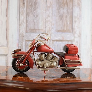 Red Chopper Metal Model - Motorbike Metal Model - Old Motorcycle Model - Vintage Toy- Collector Item - Gift Idea - Home Decor