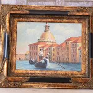 Magical Venice - Italian Cityscape in Golden Frame - Landscape Painting on Canvas - Wall Art - Wall Decor - Luxury Painting Gift Idea