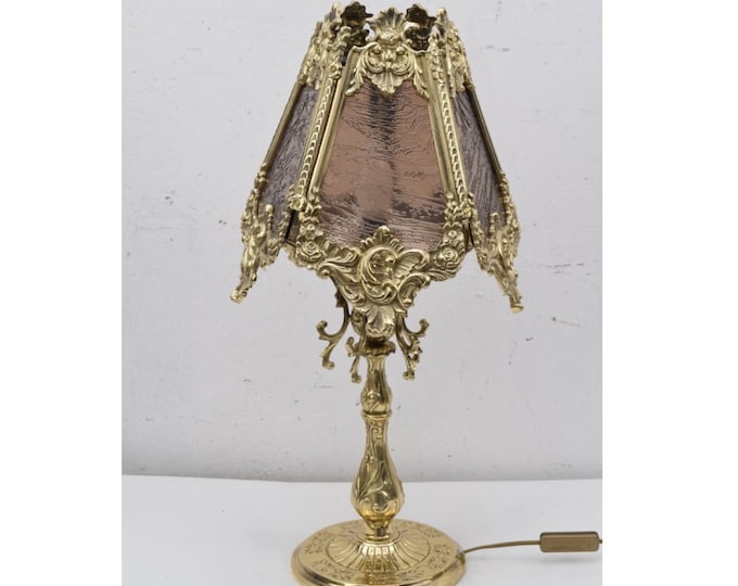 Exclusive Stand Brass Lamp 60cm - Rococo Style Lamp Office - Glass Lamp Shade - Desk Lamp - Luxury Gift Idea