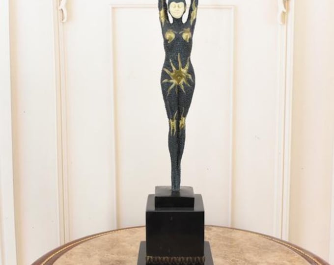 Demetre Chiparus Bronze Statue - Woman Cabaret Dancer Bronze Sculpture - Art Deco Figurine - Gift Idea for Dancer - Home Decor