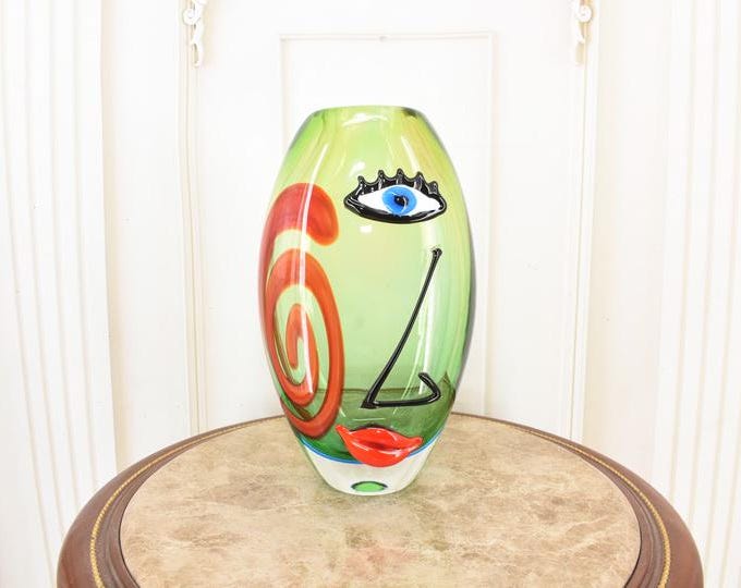 Comical Face Murano Style Vase – Italian Luxury Glass Decor