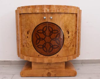Art Deco Wardrobe Cabinet | Elegant Stand Commode with Shelves | Vintage Storage & Home Decor