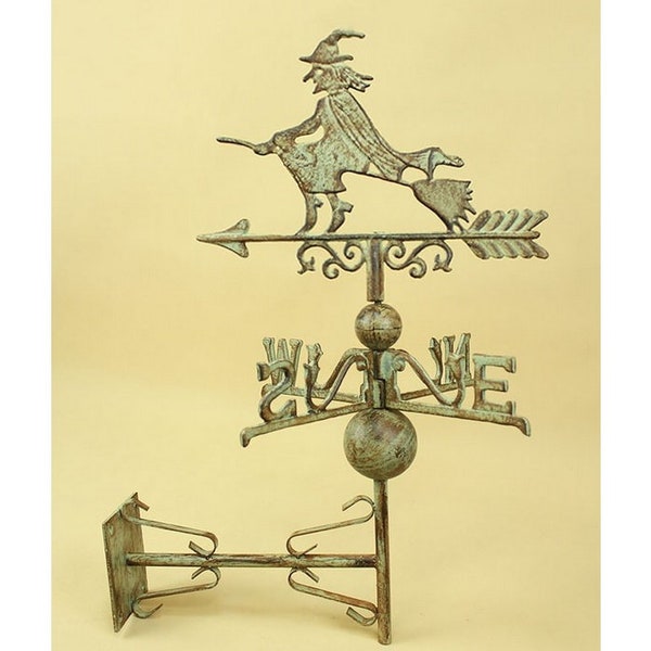 Cast Iron Weather Vane - Funny Weathercock - Witch on a Broom - Garden Sculpture - Figurine Witch - Amazing Gift for Garden