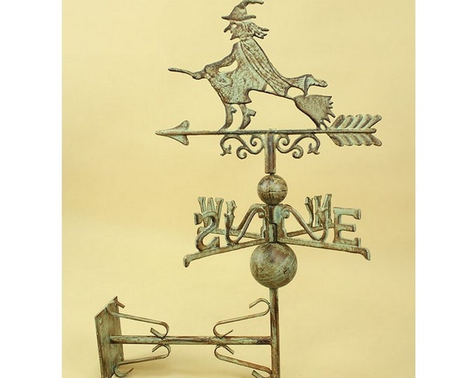 Cast Iron Weather Vane - Funny Weathercock - Witch on a Broom - Garden Sculpture - Figurine Witch - Amazing Gift for Garden