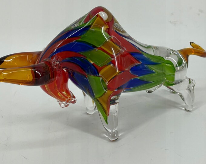 Brown Bull Murano Colorful Style Figurine Beaufitul Gift Italian Venetian Product