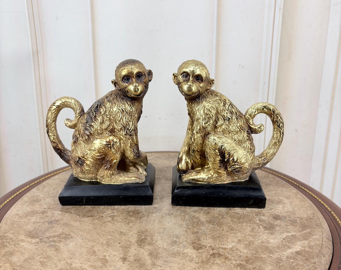 Monkey Bookends: Home Library Decor, Gift for Book Lover