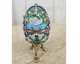 Antique Russian Silver 84 Enamel Egg - Gilded Silver - Tsarist Russia