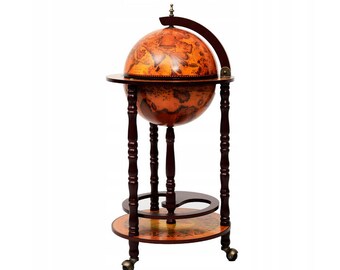 Wooden Barglobe for drinks and alcohols - globe bar - furniture home and office - terrestial globe