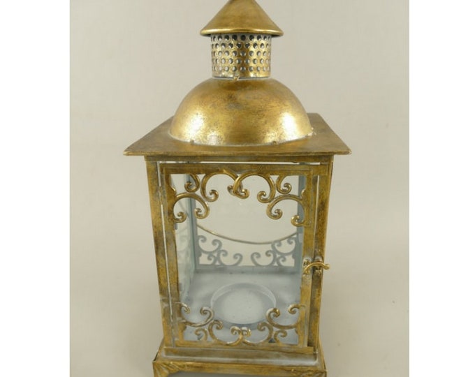 Beautifully Metal Lantern - Candle Lamp - Decorated Lantern with Glass Windows - Luxury Gift for Home and Garden