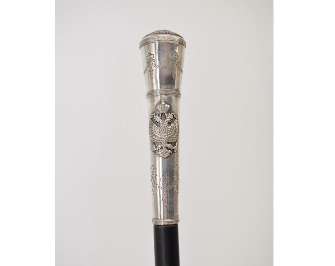 Antique Silver Walking Stick - Silver Cane St. George - Silver Russia Style - Walking Stick Art - Home Decor  Gift for Birthday