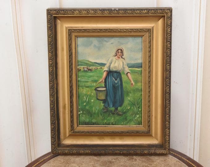 Antique Oil Painting – Polish Village Woman, Chelmonski Style