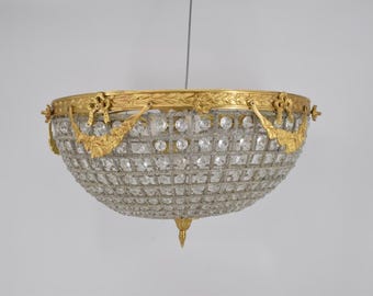 Brass & Glass Ceiling Light – Elegant Palace Vintage Flush Mount Lamp for Stylish Home Decor - Round 50cm Lamp - Gift Idea