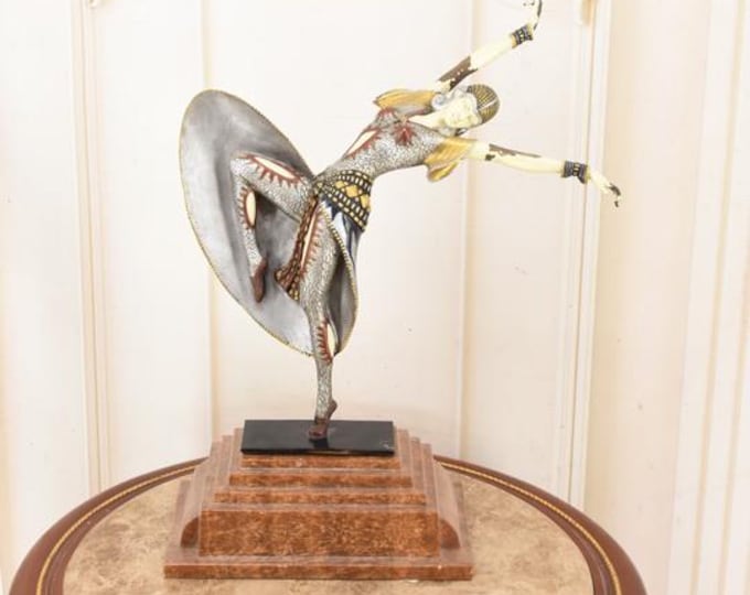 Art Deco Bronze Dancer Sculpture: D.H. Chiparus Style Figurine