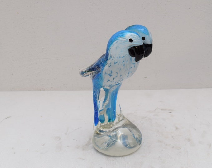 Blue Parrots Parrot Murano Style Figurine Birds Beaufitul Gift Italian Venetian