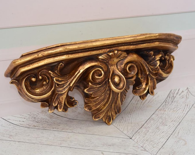 Gold Wall Console - Shelf Vintage Style - Shelf Gold Hanging - Art Work Console - Wall Decor - Home Decor - Gift for Housewarming