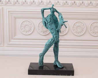Modernist Abstract Woman Bronze Statue - Marble Base - Modern Art Woman - Home and Office Decor - Gift for Birthday, Wedding, Housewarming