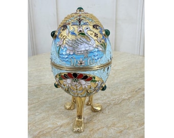 Antique Russian Silver 84 Enamel Egg - Gilded Silver - Tsarist Russia