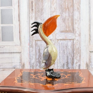 Pelícano vintage estilo Murano - Figura de Murano - Estatua italiana de cristal - Rica decoración - Decoración del hogar - Idea de regalo de lujo