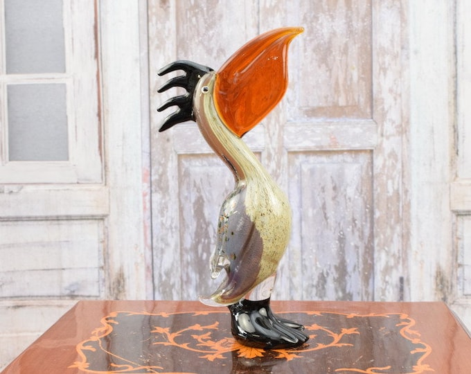 Vintage Pelican Murano Style - Murano Figurine - Glass Italian Statue - Richly Decorated - Home Decor - Luxury Gift Idea