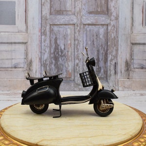 Black Scooter Vespa - Motorbike Motorcycle Old Classic - Metal Model Toy Motor - Gift Idea Old School - Collector Item - Home Decor