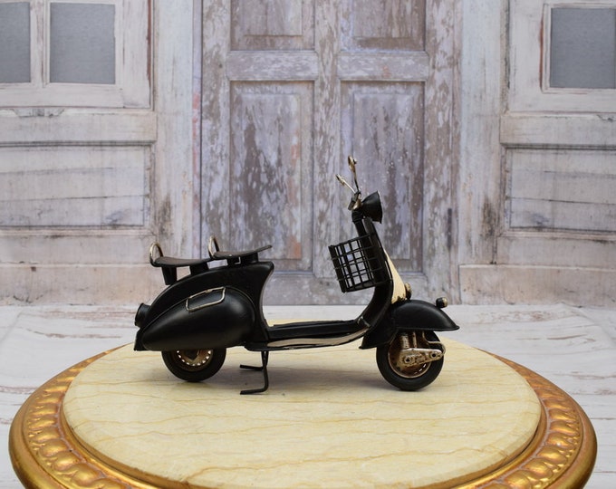 Black Scooter Vespa - Motorbike Motorcycle Old Classic - Metal Model Toy Motor - Gift Idea Old School - Collector Item - Home Decor